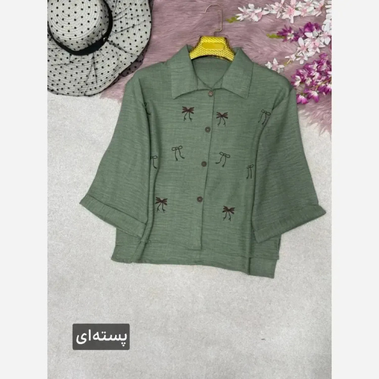 شومیز گلدوزی میرا جنس شانتون سایز فری 38 تا 46