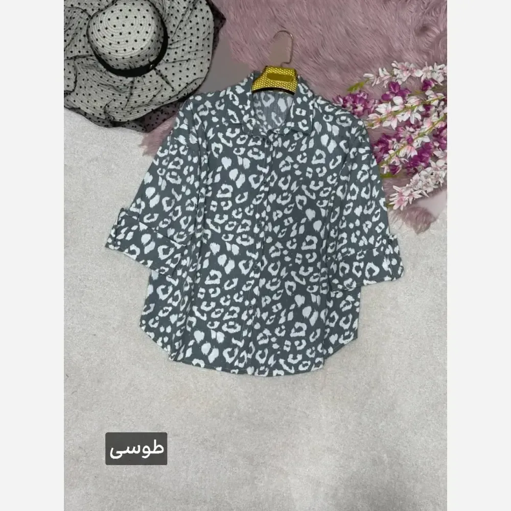 شومیز طرح پلنگی فرشته جنس ایوا کاملس نگین دار فری سایز