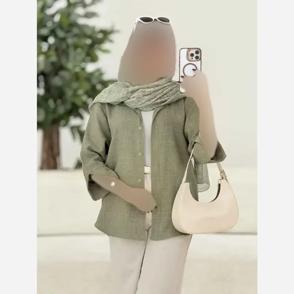 شومیز تابستونی زنانه جنس شانتون آستین بلند سایزبندی