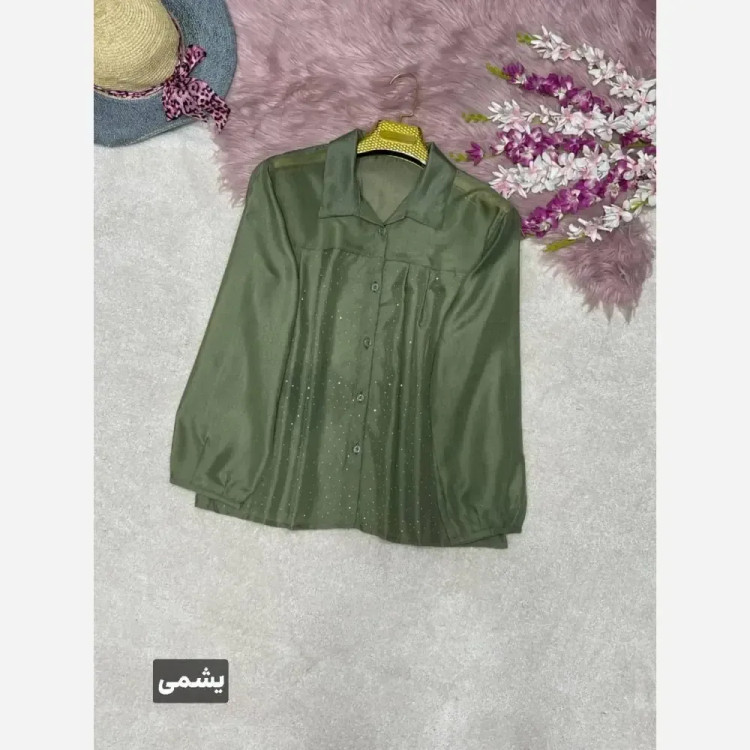 شومیز نگینی مهتا جنس شیشه ای نگین کوبی شده فری سایز