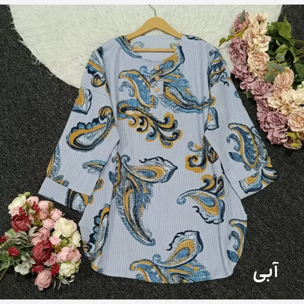 شومیز مانتویی لینزی پنبه فری سایز 38 تا 48 قد 80 دکمه چوبی خنک