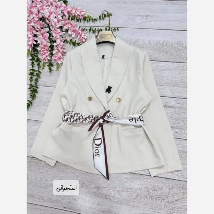 کت تک زنانه مازراتی کمربند دار رنگ بندی متنوع