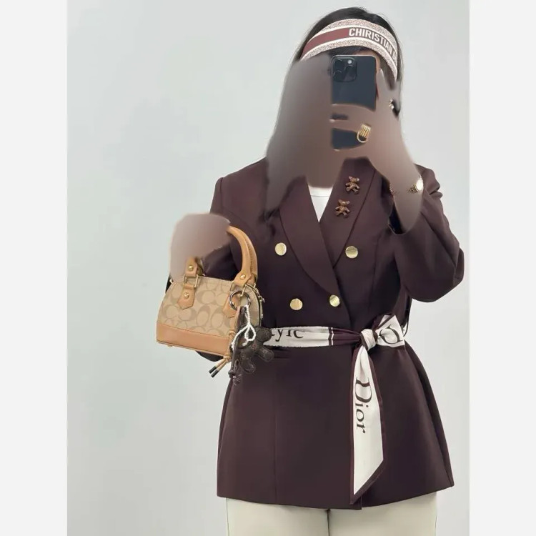 کت تک زنانه مازراتی کمربند دار رنگ بندی متنوع