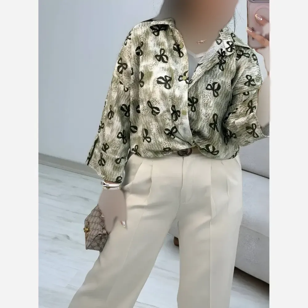 شومیز نگینی هانده جنس ایوا کاملس فری سایز