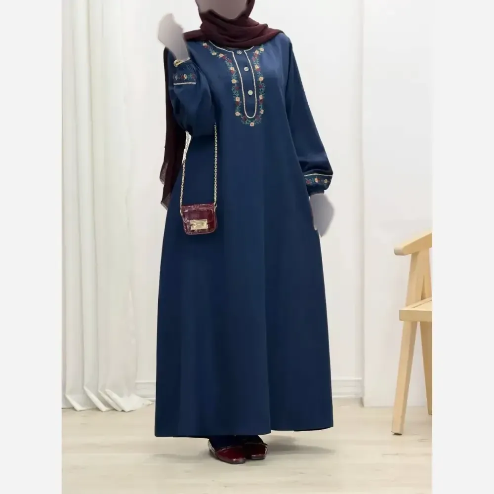 کفتان گلی لینن و گلدوزی سایز بزرگ فری سایز تا 50 رنگ مشکی و سرمه ای