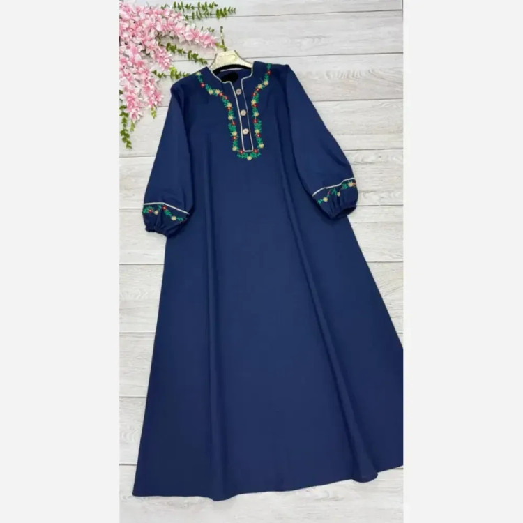 کفتان گلی لینن و گلدوزی سایز بزرگ فری سایز تا 50 رنگ مشکی و سرمه ای