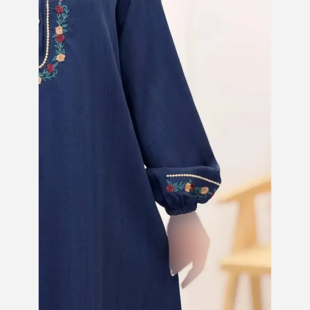 کفتان گلی لینن و گلدوزی سایز بزرگ فری سایز تا 50 رنگ مشکی و سرمه ای