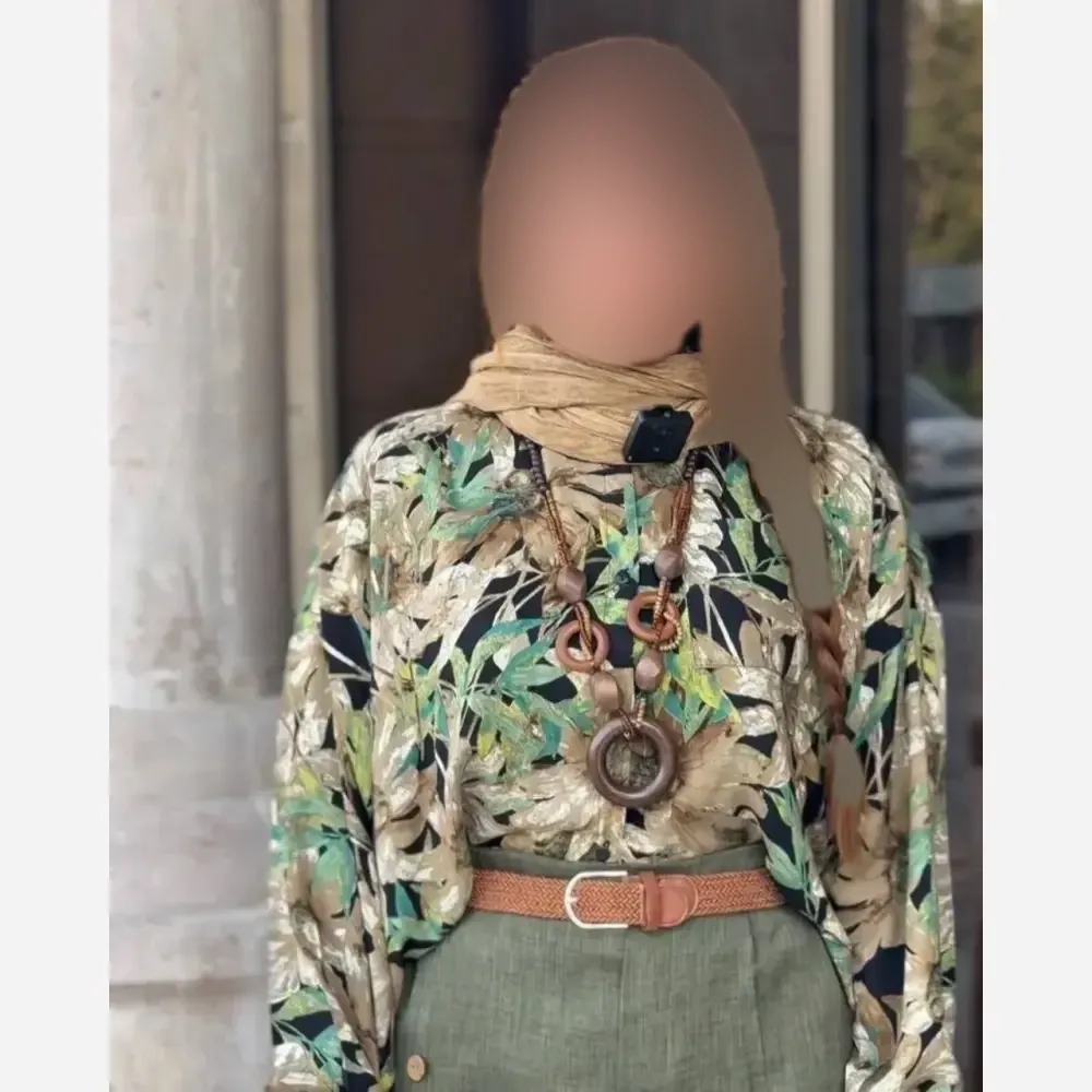 ست شومیز شلوار زنانه جنس بوگاتی و شانتون رنگ سرمه ای و سبز