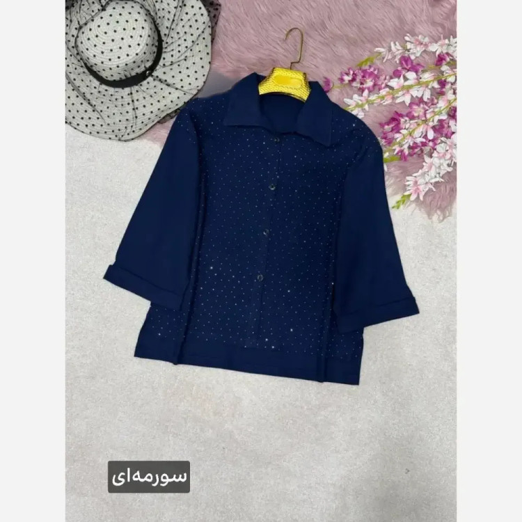 شومیز لنین آیسل نگین کوبی شده فری سایز