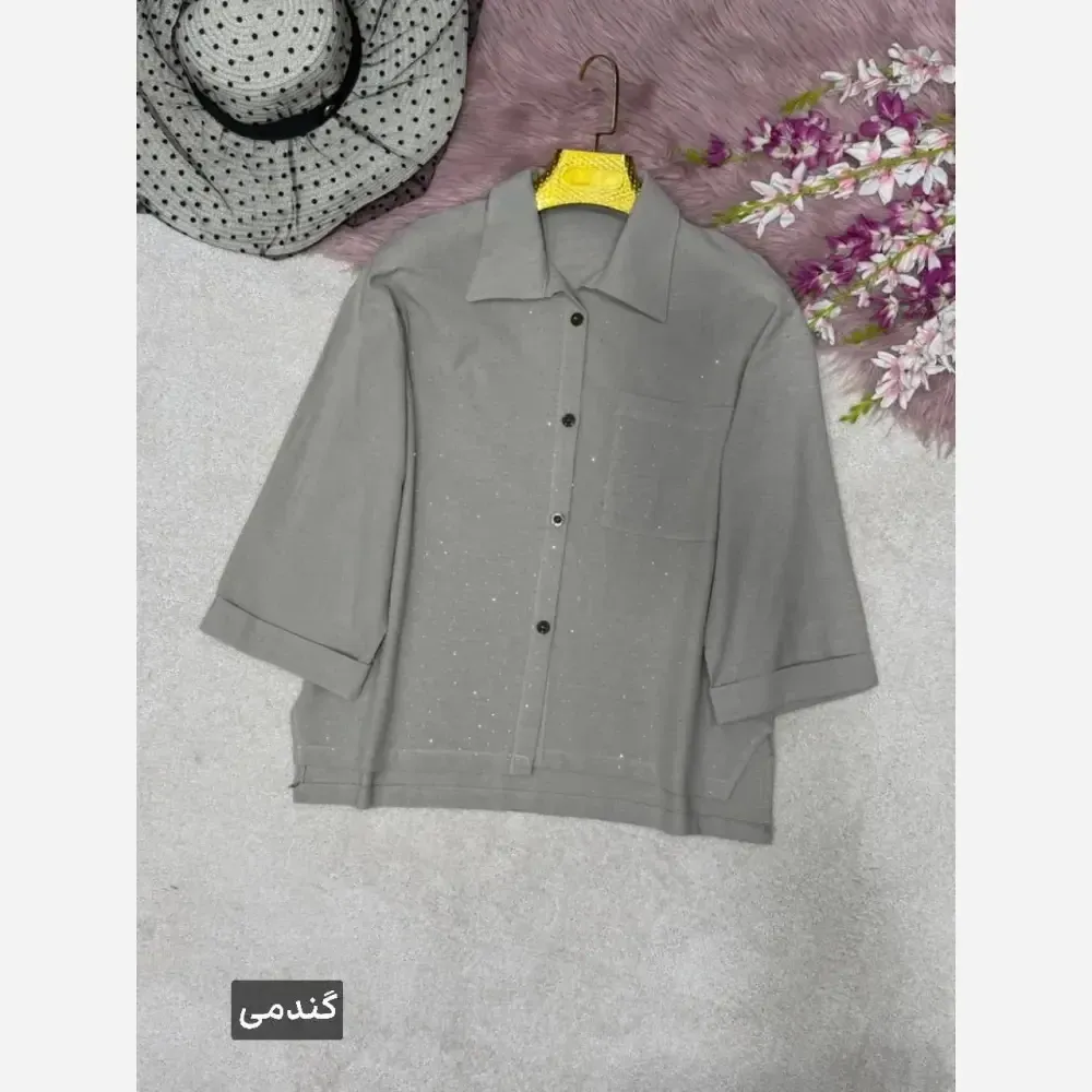شومیز لنین آیسل نگین کوبی شده فری سایز