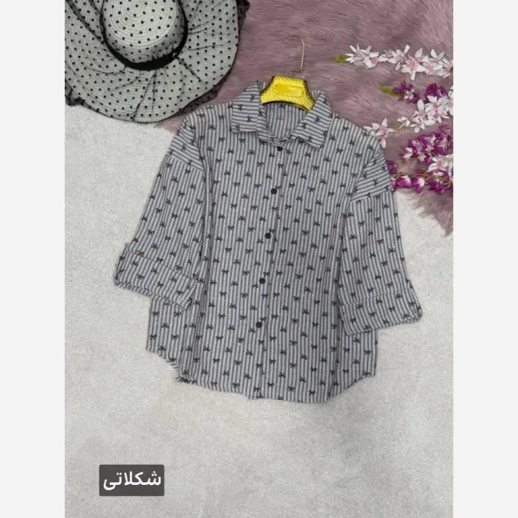 شومیز پنبه رنگین جنس پنبه زارا شاین دار فری سایز