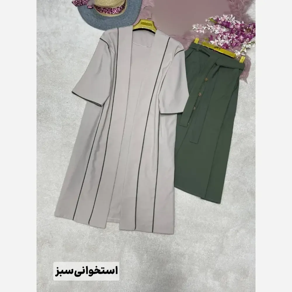 ست مانتو دامن لنین گلاره فری سایز 38 تا 48