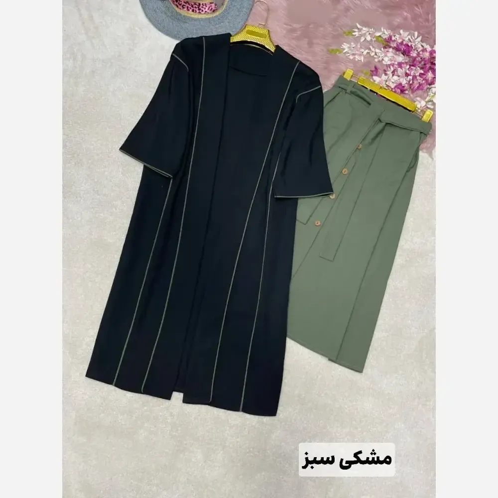 ست مانتو دامن لنین گلاره فری سایز 38 تا 48