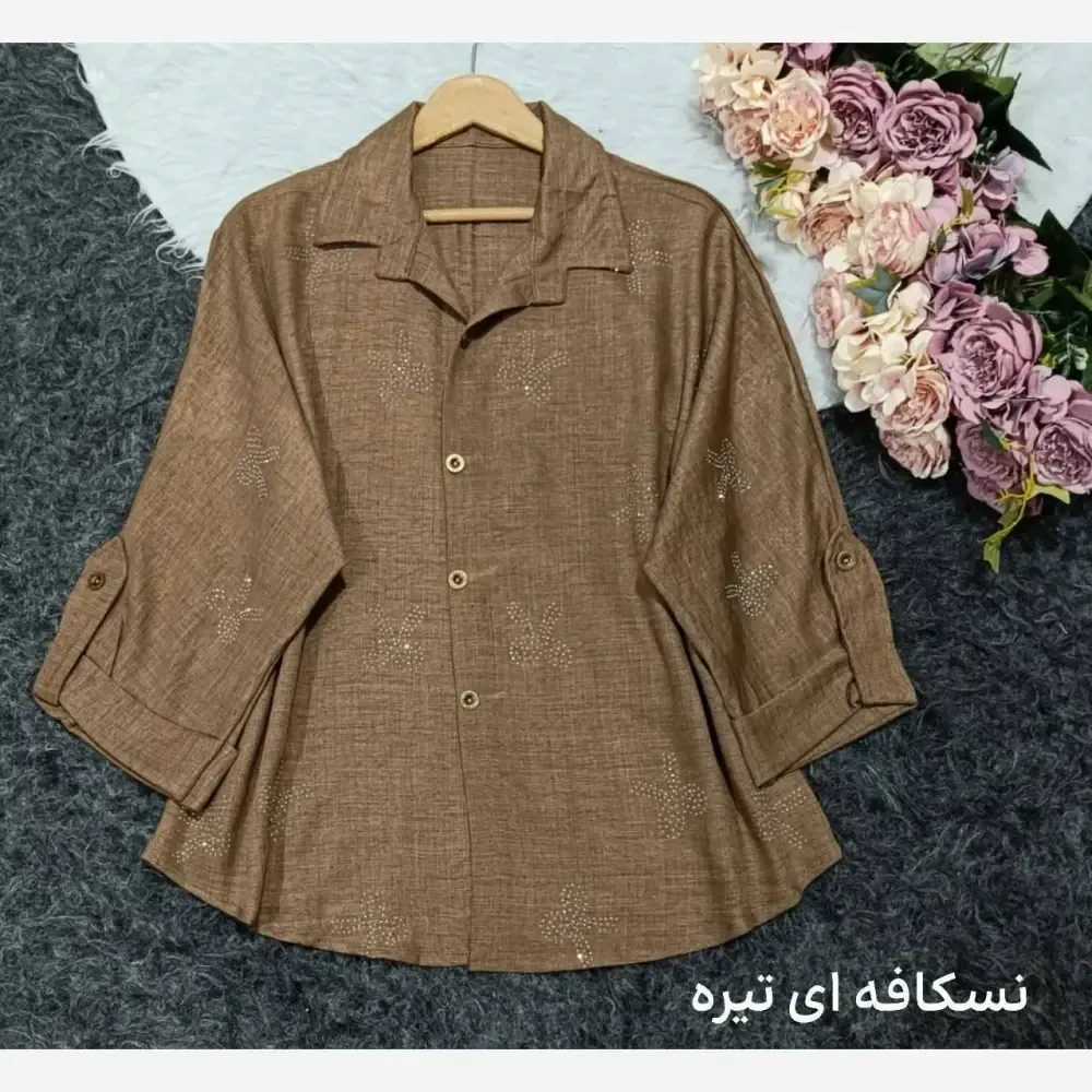 شومیز مانتویی نگینی زنانه جنس صوفیا درجه یک فری سایز