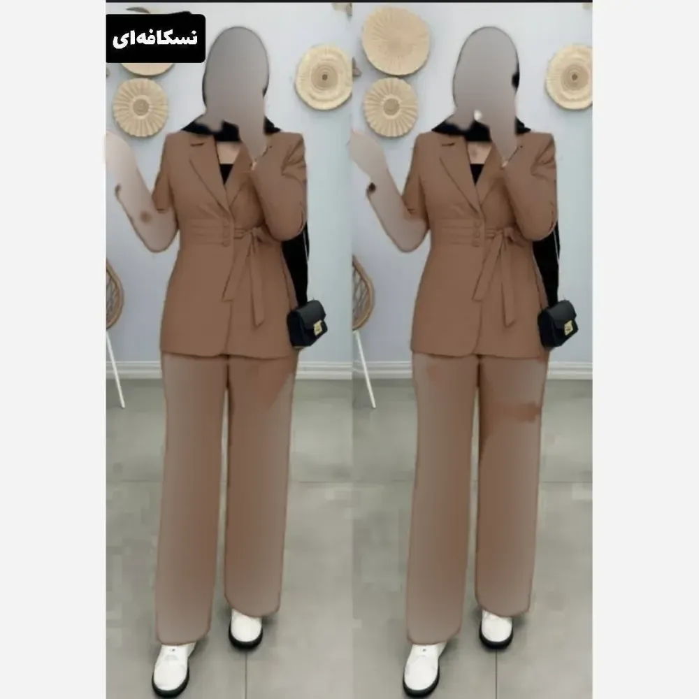 کت و شلوار زنانه مدل نسترن جنس مازراتی کمردار