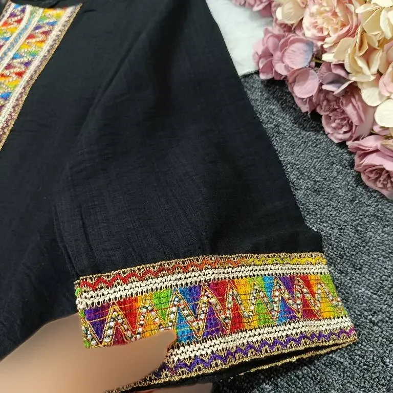 تونیک مانتویی مشکی جنس کرسپو درجه یک فری سایز