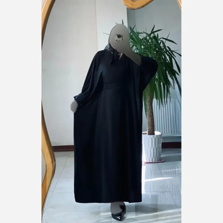 عبا زنانه مدل راحیل جنس الیزه رنگ مشکی سایز فری سایز