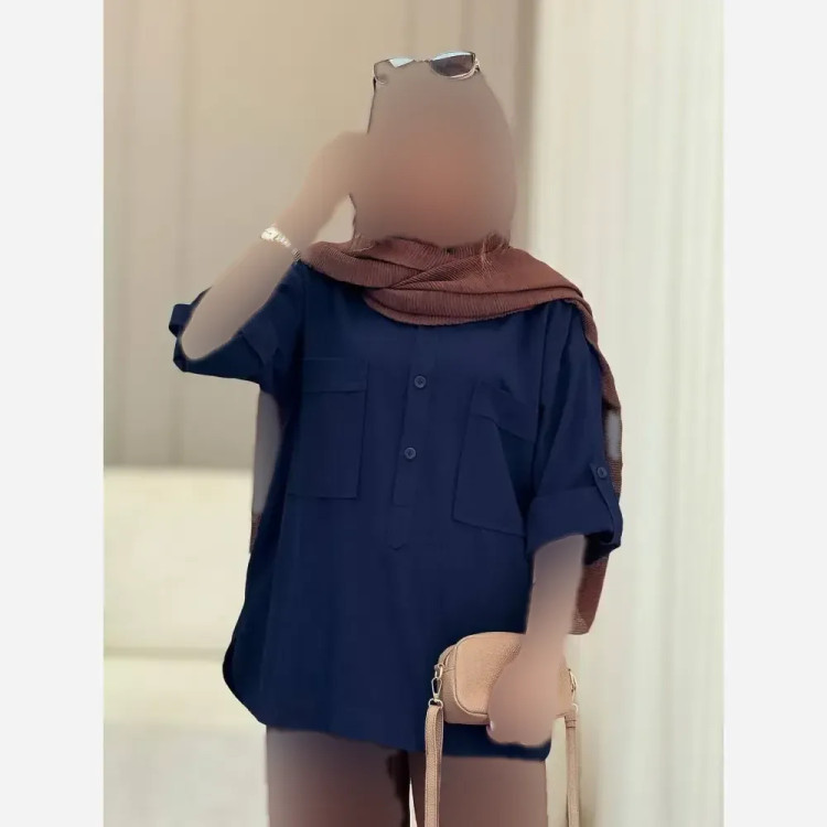 شومیز لینن زنانه مهشید رنگ شکلاتی نسکافه ای سبز فری سایز