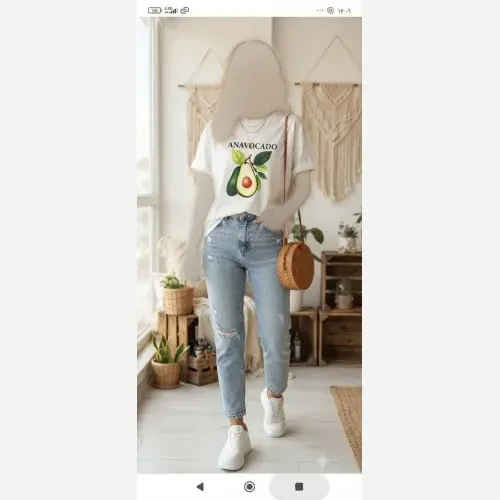 تیشرت نخ پنبه آواکادو سایز 38 تا 46