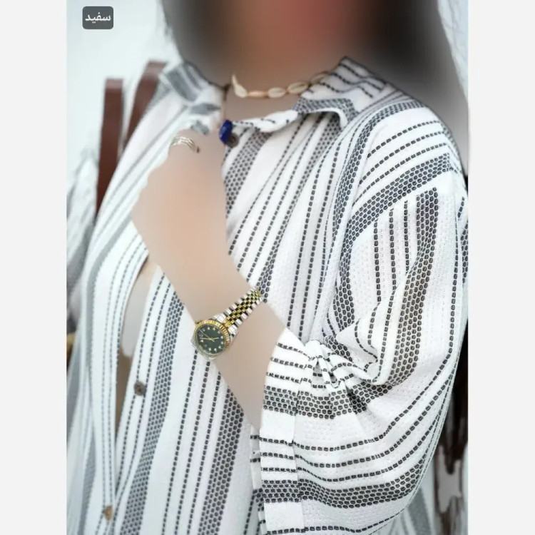 شومیز پانچ زنانه جنس مراکشی زنبوری سفید فری سایز 38 تا 46