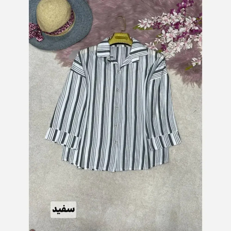 شومیز پانچ زنانه جنس مراکشی زنبوری سفید فری سایز 38 تا 46