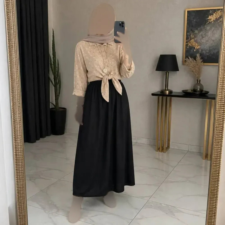 ست شومیز گره ای و دامن شانتون فری سایز