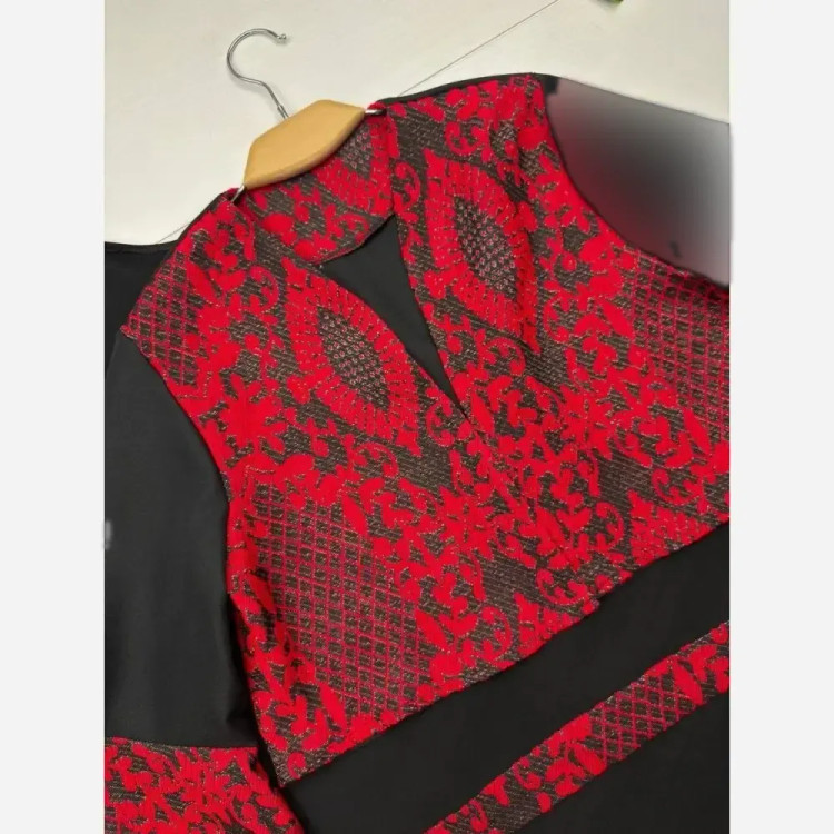 ست سه تیکه کت و سارافن و کمربند جنس کت تافته سارافن ژاکارد سایز فری 38 تا 48