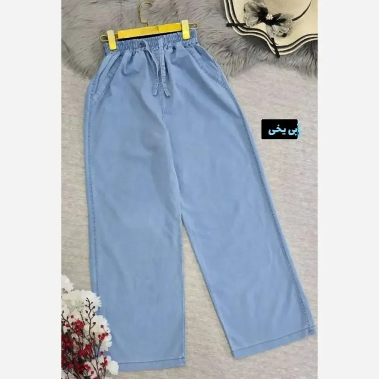 شلوار بگ جین کاغذی قد 100 زنانه و دخترانه رنگ مشکی سرمه ای آبی یخی سایز 40 تا 52