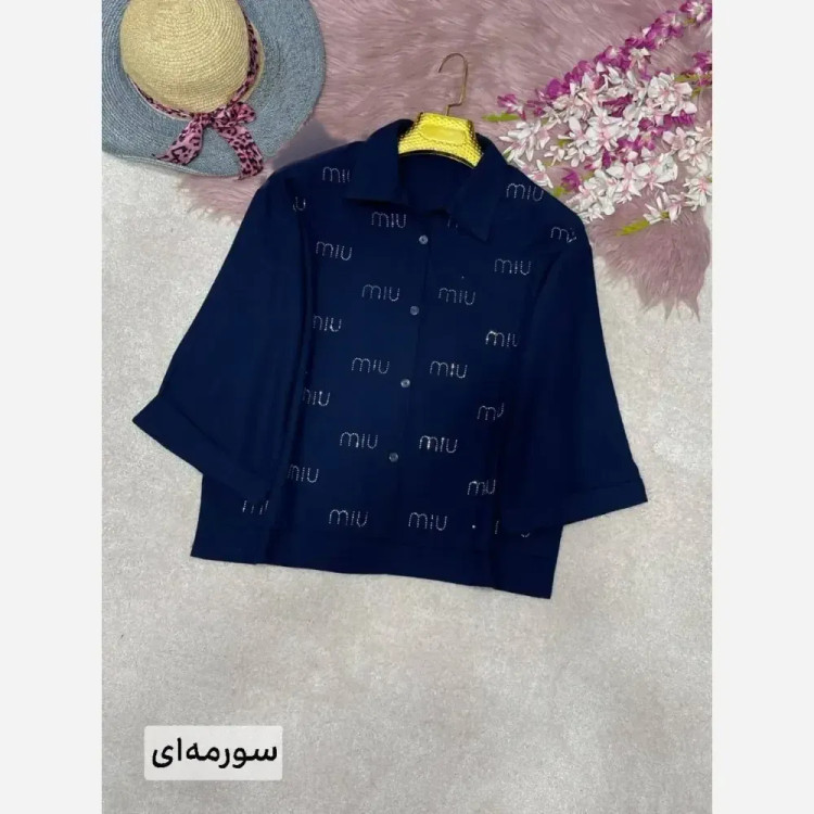 شومیز لنین نگین کوبی شده فری سایز