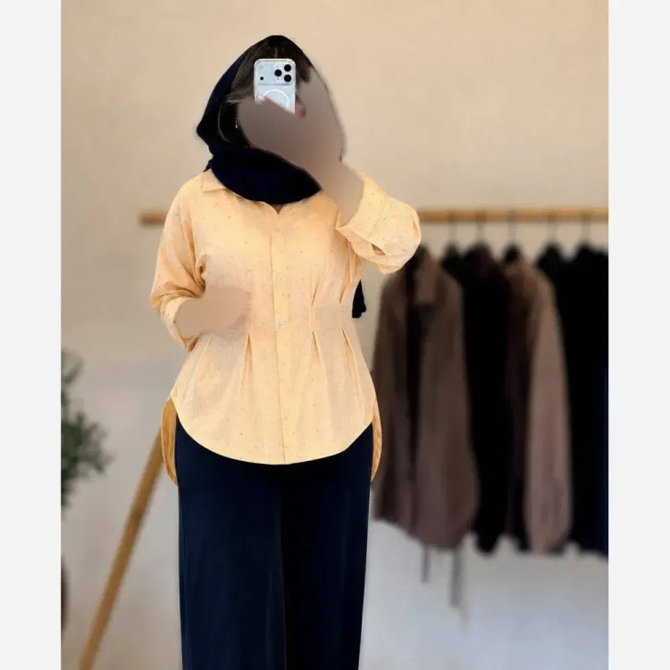 شومیز پیلی دار لاریس فول نگینی سایز 38 تا 46