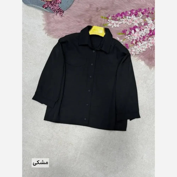 شومیز زنانه مدل نما جیب نیکا جنس پری سیلک فری سایز