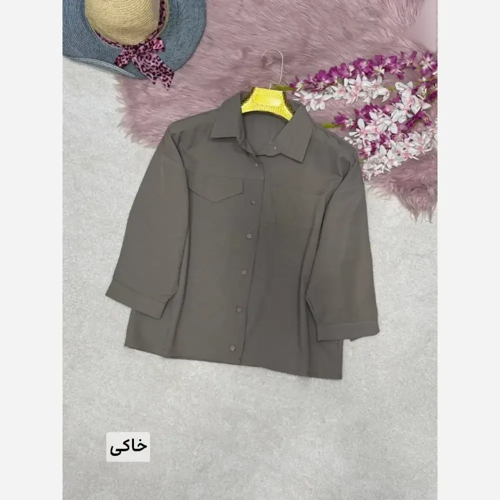 شومیز زنانه مدل نما جیب نیکا جنس پری سیلک فری سایز