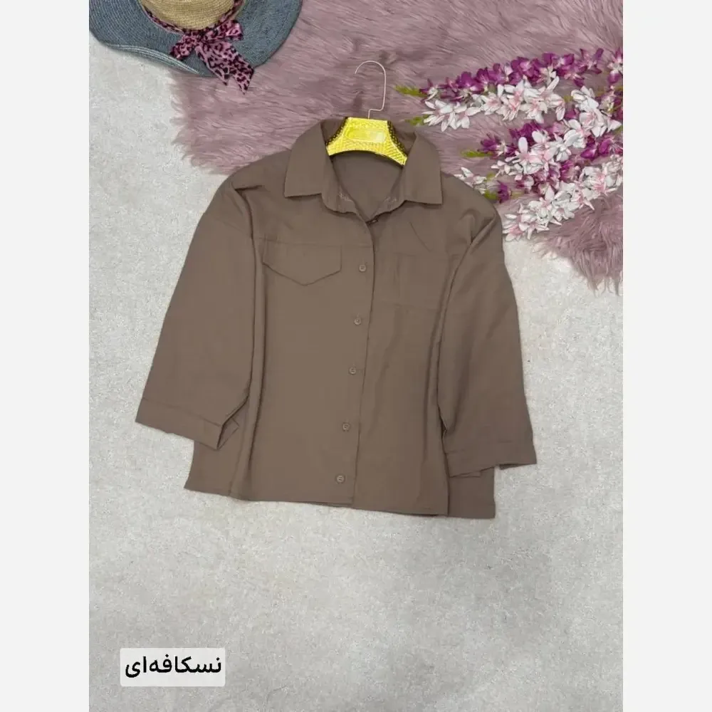 شومیز زنانه مدل نما جیب نیکا جنس پری سیلک فری سایز