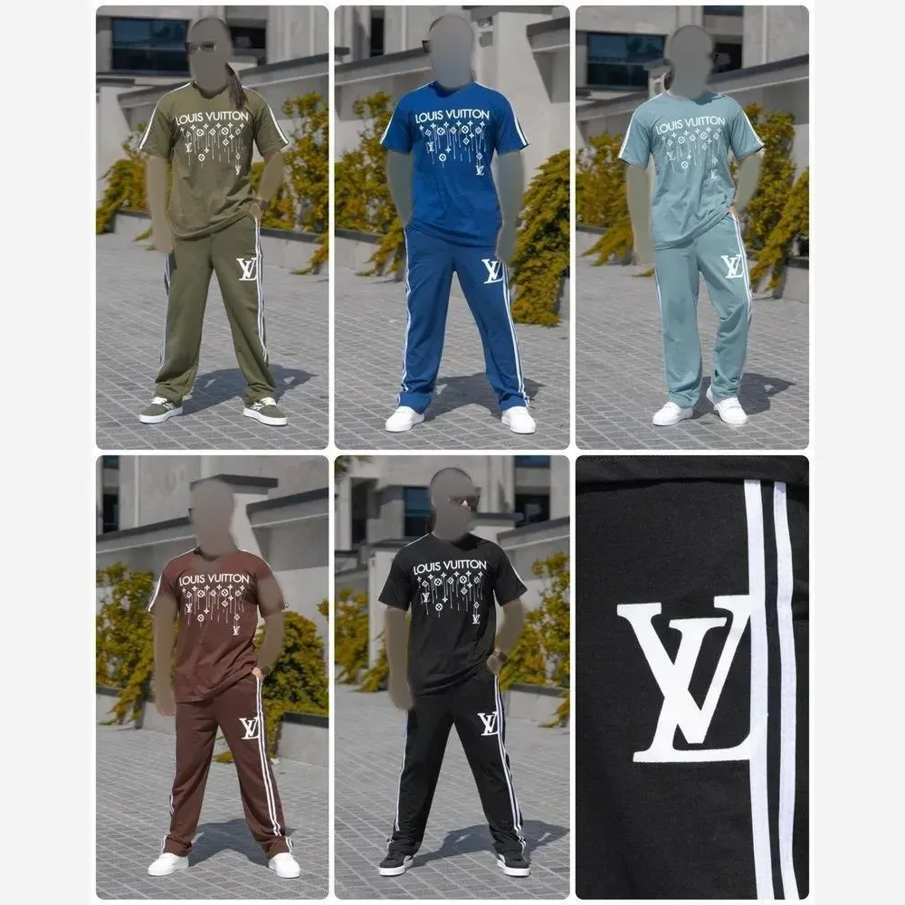 ست تیشرت شلوار سوپرنخ پنبه کیفیت عالی LOUIS VUITTON سایز XL و 2XL