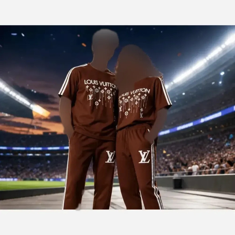 ست تیشرت شلوار سوپرنخ پنبه کیفیت عالی LOUIS VUITTON سایز XL و 2XL
