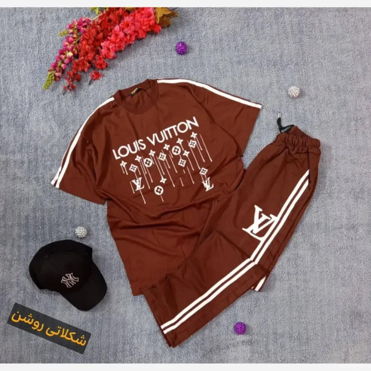 ست تیشرت شلوار سوپرنخ پنبه کیفیت عالی LOUIS VUITTON سایز XL و 2XL