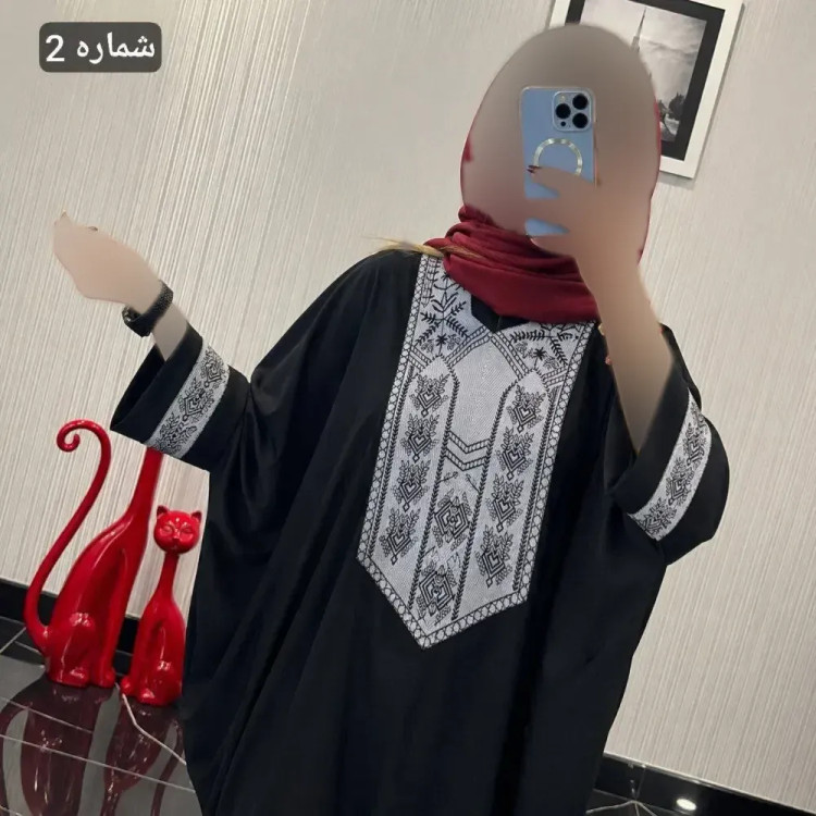مانتو عبایی سمیرا جنس کرپ اسکاچی و تافته فری سایز
