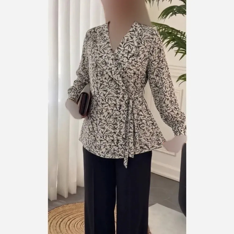 شومیز زنانه مدل ناهید فری سایز جنس الیزه و کرپ حریر