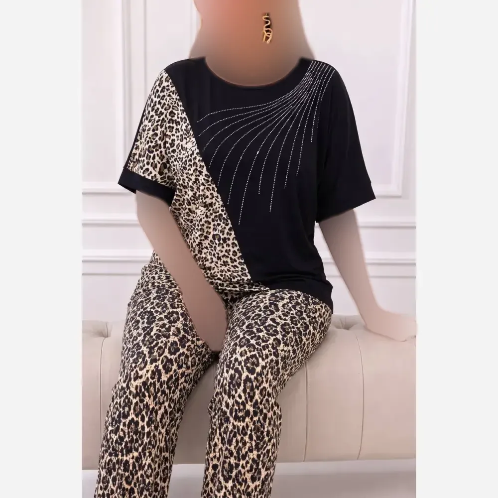 ست بلوز و شلوار زنانه قواره دار ویسکو الیزه فول کش سایز بزرگ