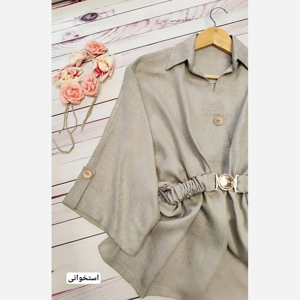 مانتو زنانه اسپرت شانتون بیسکوییتی فری سایز تا 48 رنگ مشکی طوسی سورمه ای
