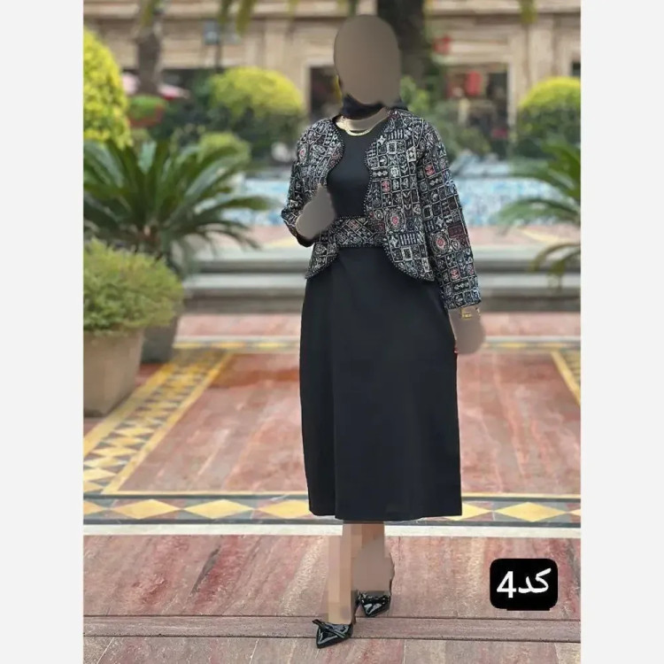 ست سه تیکه کت و سارافن زنانه شهلا جنس تافته سوزن دوزی و کتان پلاس