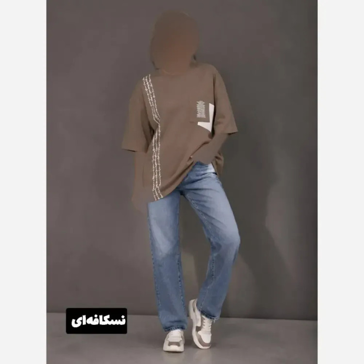 تیشرت لانگ نخی پنبه سوپر درجه یک قواره دار فری سایز