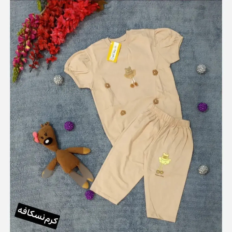 ست تیشرت شلوارک بچگانه طرح عروسکی نخ پنبه باکیفیت
