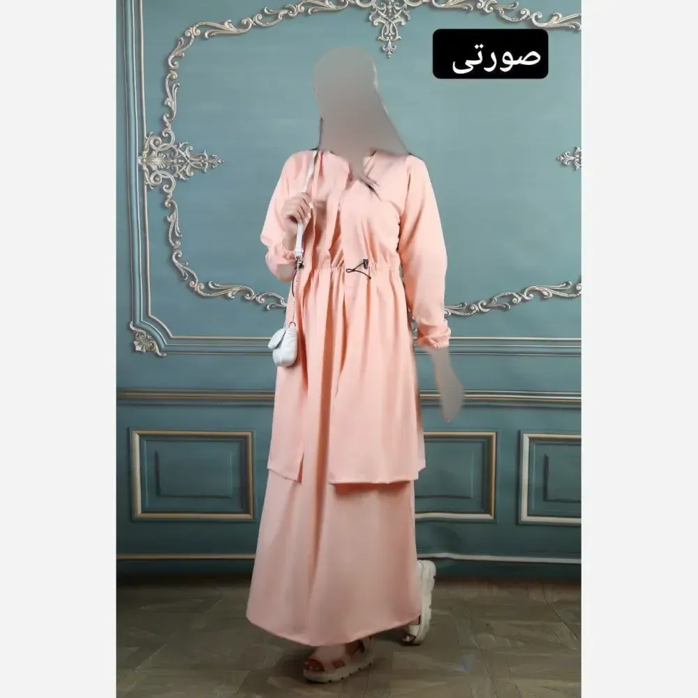 کت و سارافون زنانه مدل سلین جنس کرپ رنگ کالباسی سایز فری 36 تا 44