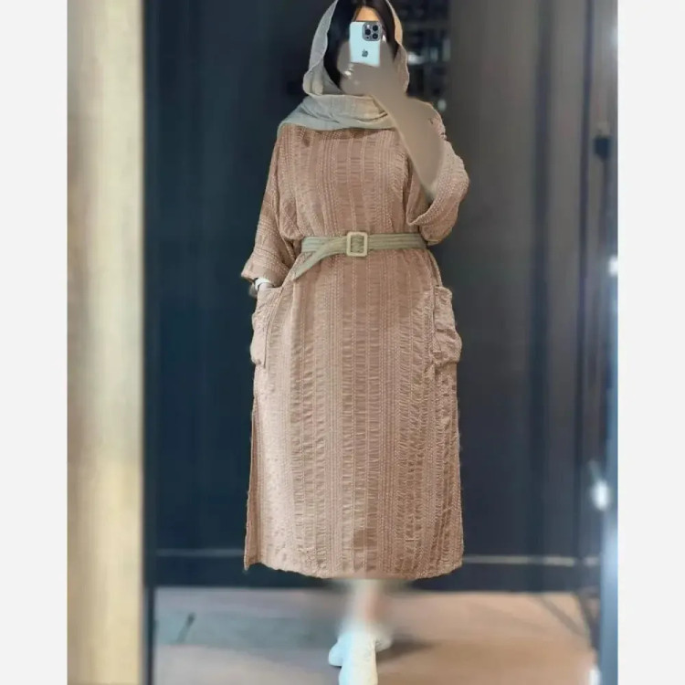 کفتان زنانه ساناز کوک دوزی اعلا با کمربند کنفی