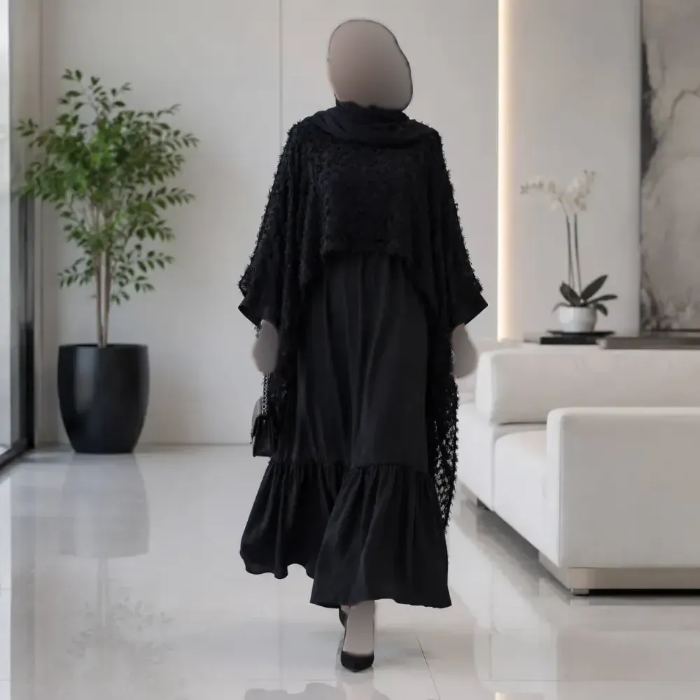 پیراهن زنانه طرح رha جنس صوفیا و یاخما رنگ مشکی سایز بزرگ