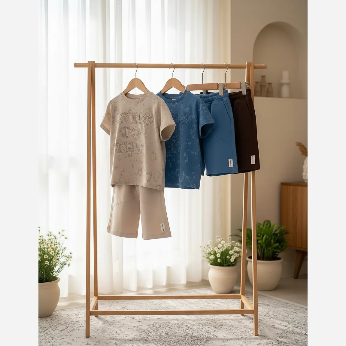 ست دو تکه تابستانه وست تیشرت و شلوارک اسپرت طرح سنگشور سایز 1.5 تا 7 سال
