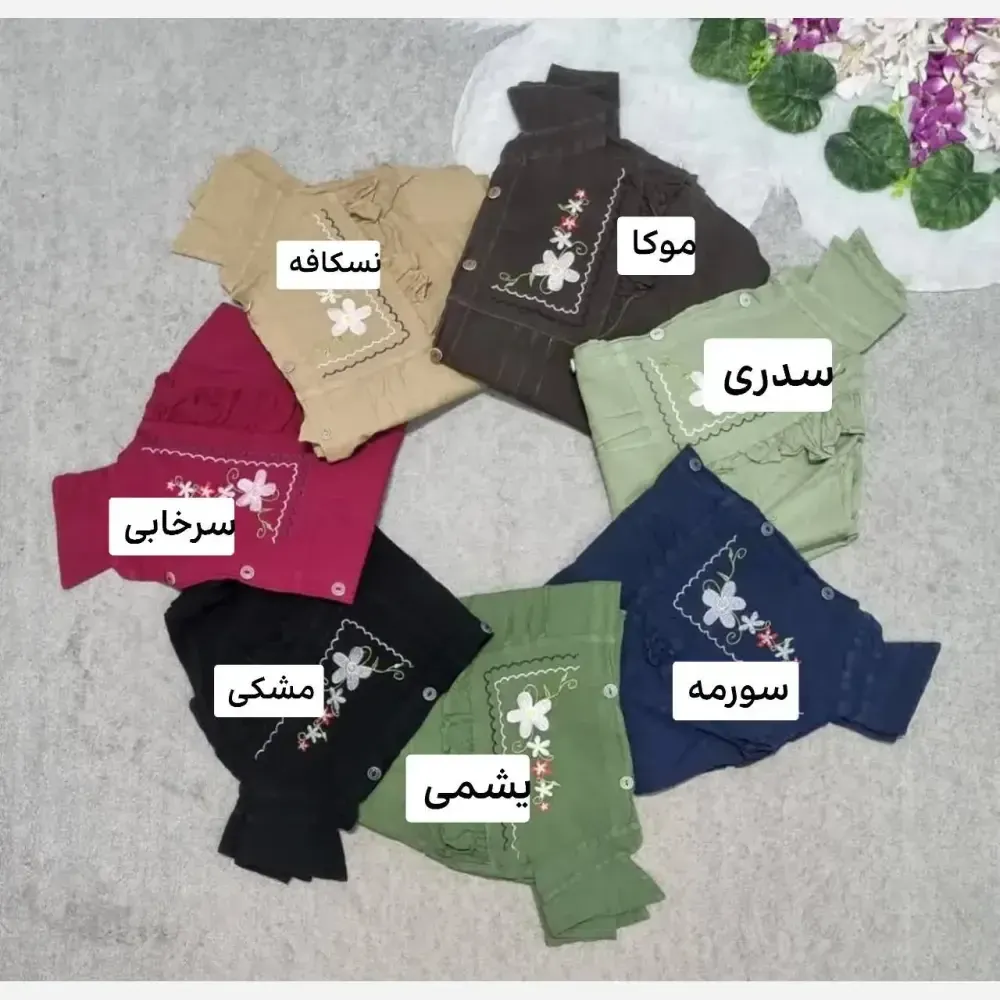 شومیز زنانه الیاف طبیعی گلدوزی شده جلو دکمه دار فری سایز