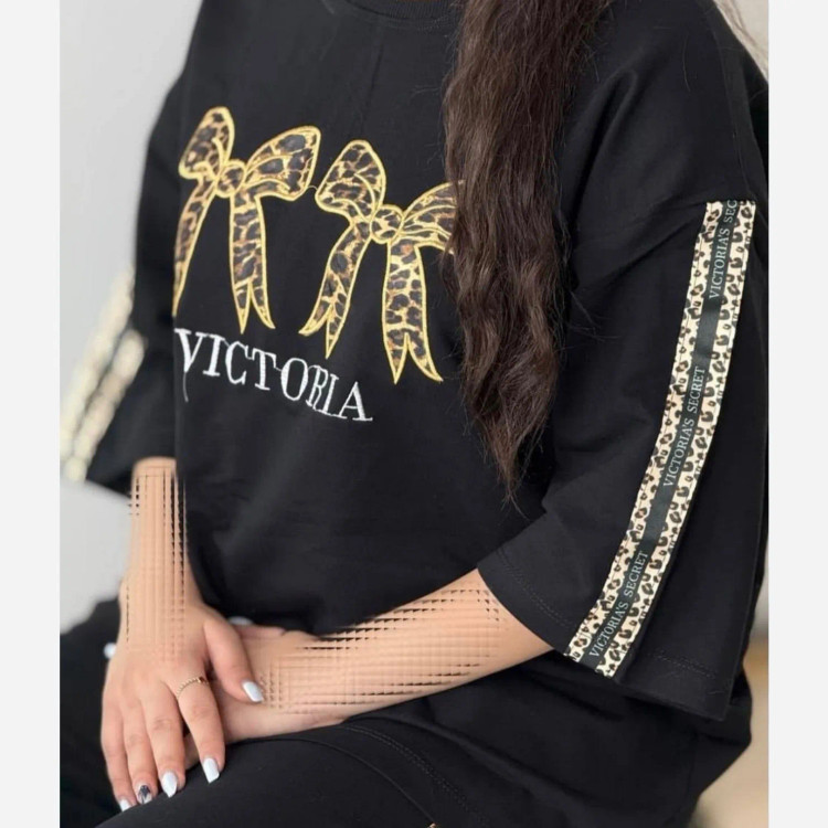 ست تیشرت و شلوار زنانه مدل VICTORIC جنس پنبه گلکسی فری سایز