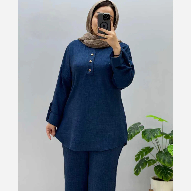 ست تونیک و شلوار زنانه مدل سلیمه جنس شانتون صوفیا سایز فری سایز